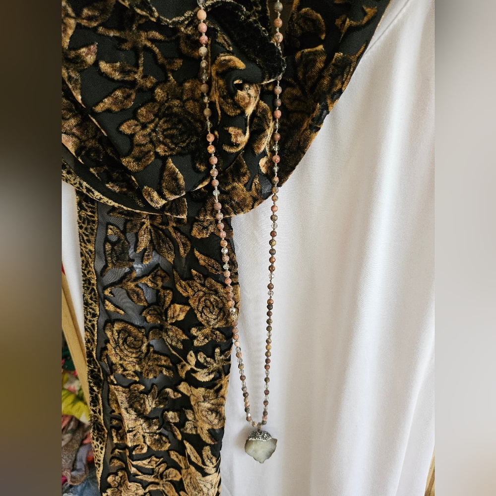 BOHO Natural Stone and Glass Bead Pendant♡